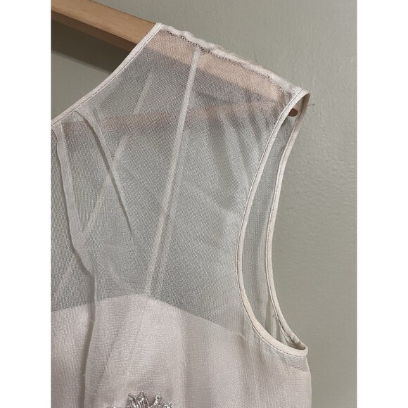 Kay Unger newyork 100%silk silver ivory thread-sequence work size 6 party dress - Picture 5 of 12